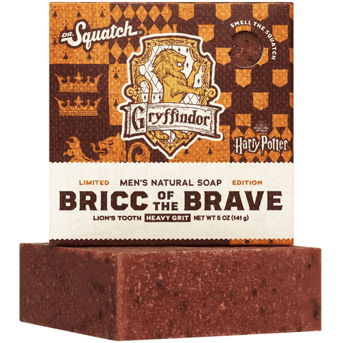 Promotional graphic for Dr. Squatch Bricc of the Brave bar soap